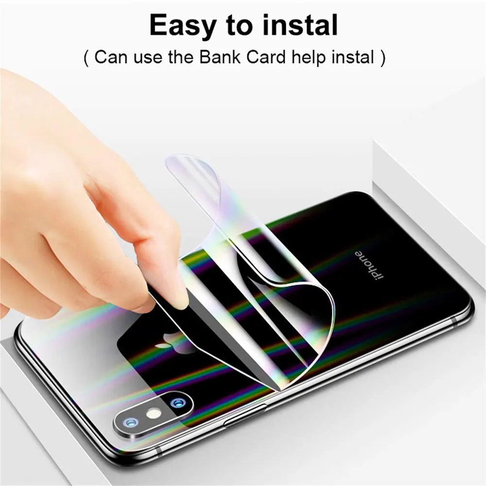 Ascromy Aurora Gradient Transparent Back Film Protection for iPhone Xs Max X S XR 8 Plus 7 6 6S Screen Protector ScreenProtector (3)