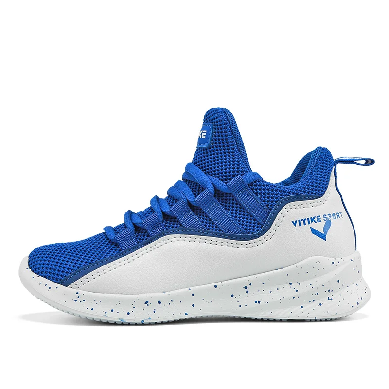 Новинка, стильные детские баскетбольные кроссовки контрастного цвета, большие детские кроссовки для мальчиков, спортивная обувь для девочек, дышащая обувь - Цвет: WTK-8076  Blue