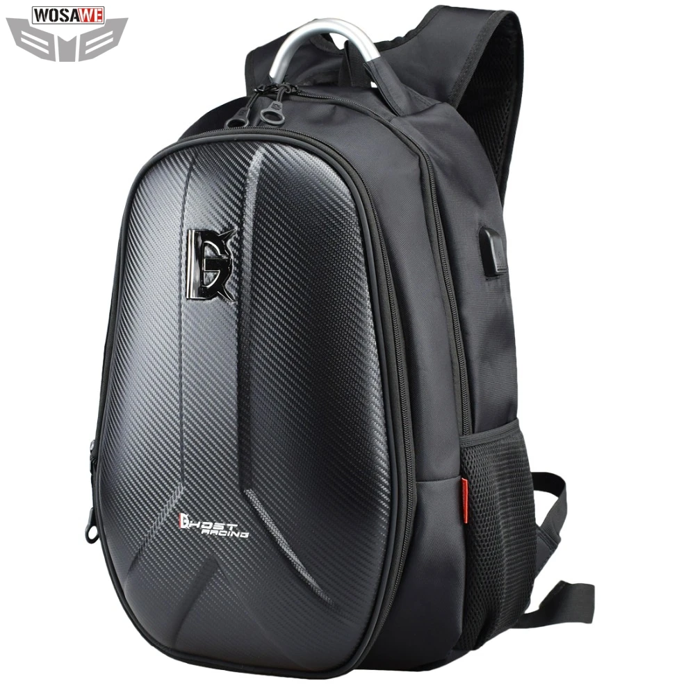 

Motorcycle Backpack Carbon Fiber Waterproof Moto Motorbike Helmet Bags Travel Luggage Computer Bags USB Charging Plug
