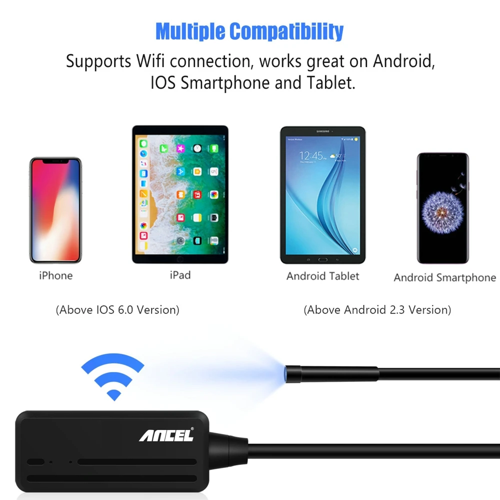 Камера Эндоскоп Ancel 10 м 5 мм HD 6500 К|Эндоскоп и инструмент для поиска