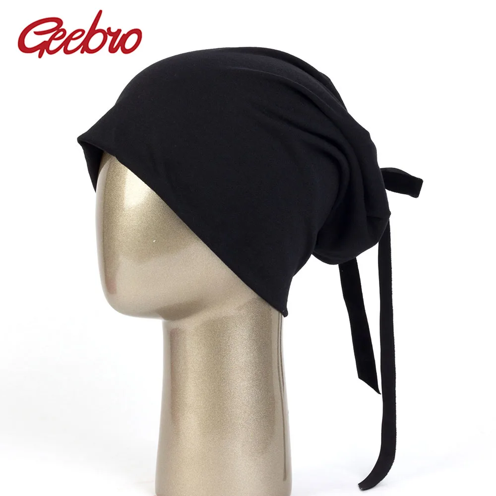 Geebro/модные женские кружевные шапки с бантом, с узелками, шапочки, однотонная шапка для женщин, с жемчугом, повседневные Шапки, зимние теплые шапки DZ931