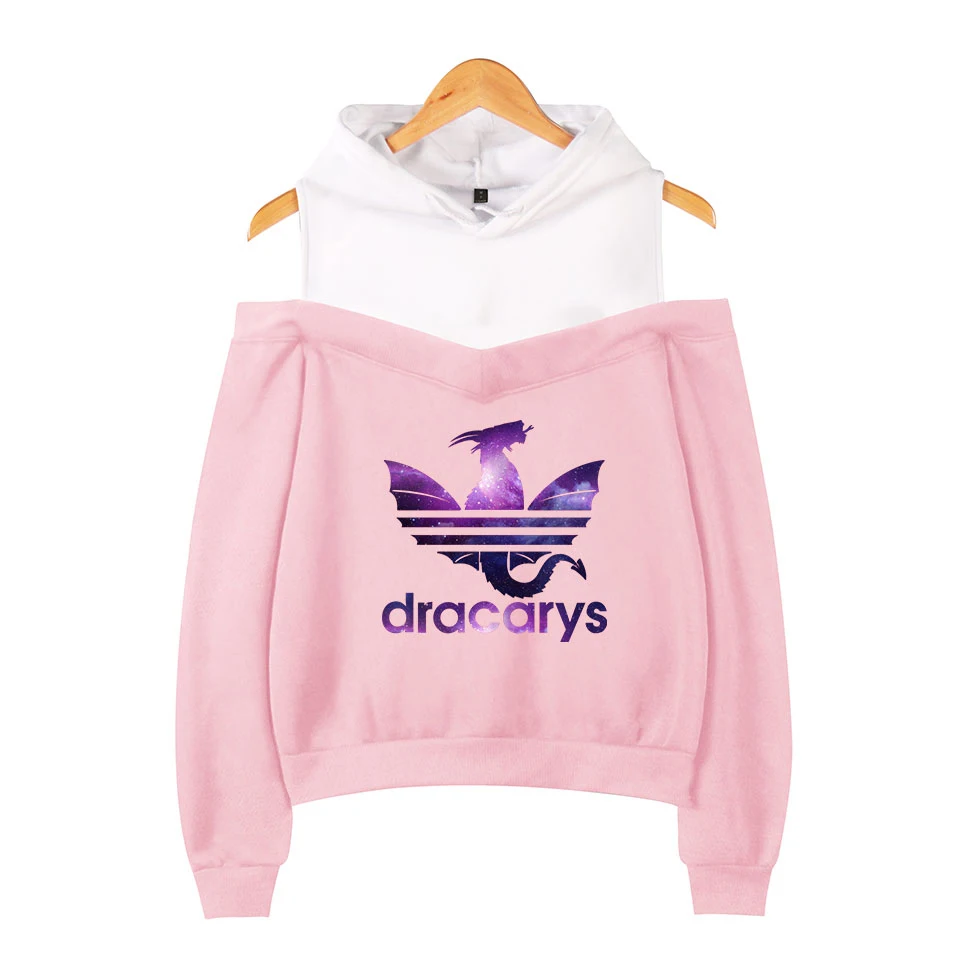 

2019 HIP HOP FASHION Dracarys print hoodies sweatshirts Women's wear Leisure style Hoodies off-shoulder sweatshirt