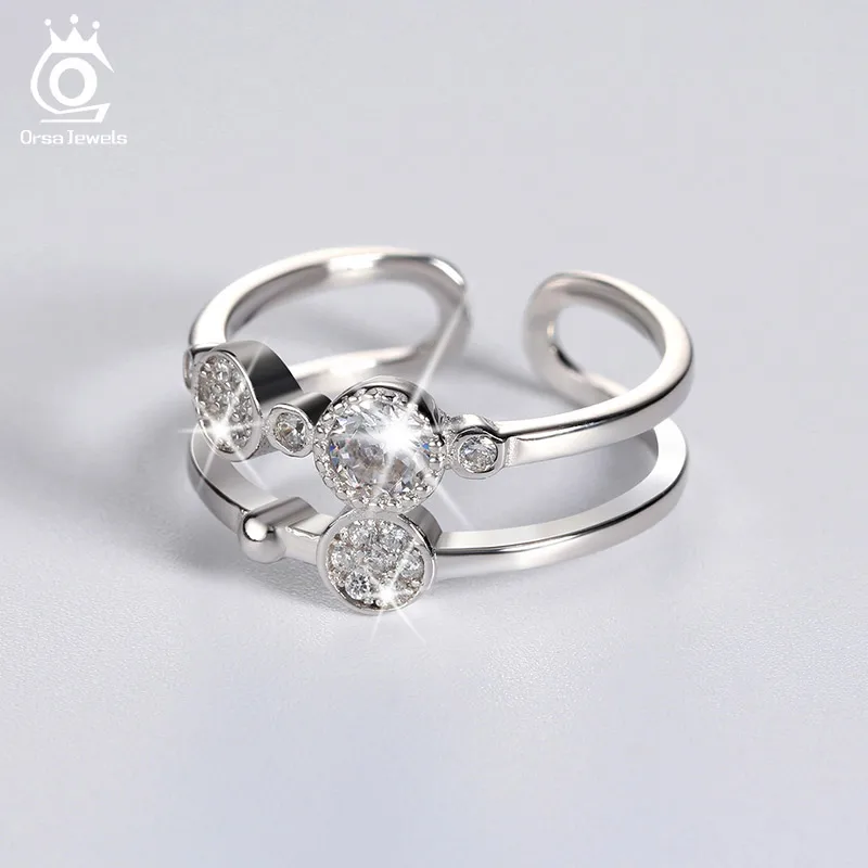 Orsa bijoux femme CZ Cristal Bande Anneaux 925 Argent Sterling De mariage Fiançailles