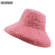 SILOQIN взрослых для женщин Панама новые летние Защита от Солнца кепки негабаритных козырек пляжные шапки для мода плед