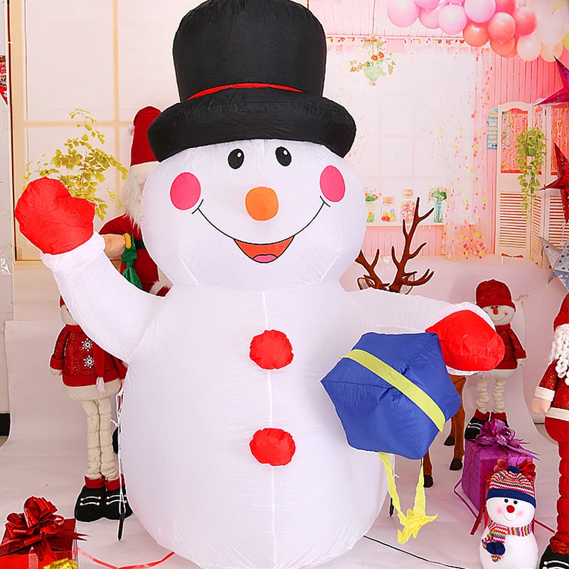 

120cm 4ft Giant Snowman Inflatable Toys LED Lighted Christmas Halloween Oktoberfest Party Props Yard Outdoor Blow Up Decoration