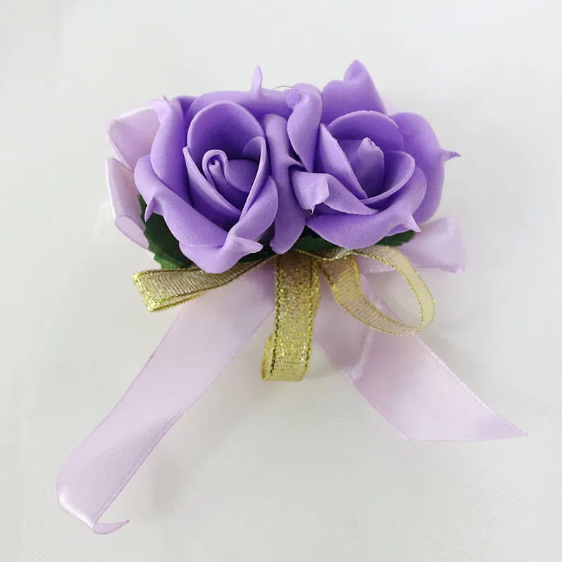  Flone Artificial Rose Flower Wedding Wrist Flower Hot Pink Bridesmaid Silk Corsage Hand Flowers Wedding Party Decor Floral (16)