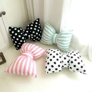 

Pink Pretty Striped Bow Pillow with Filling / Car neck pillows Home Decor Bow Knot Rosette home Decorative Cushion within inner