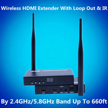 

2.4GHz/5.8GHz 660ft Wireless HDMI Video Audio Transmitter Receiver 1080P Wireless HDMI Extender WIFI Kit 200m With Loop out & IR