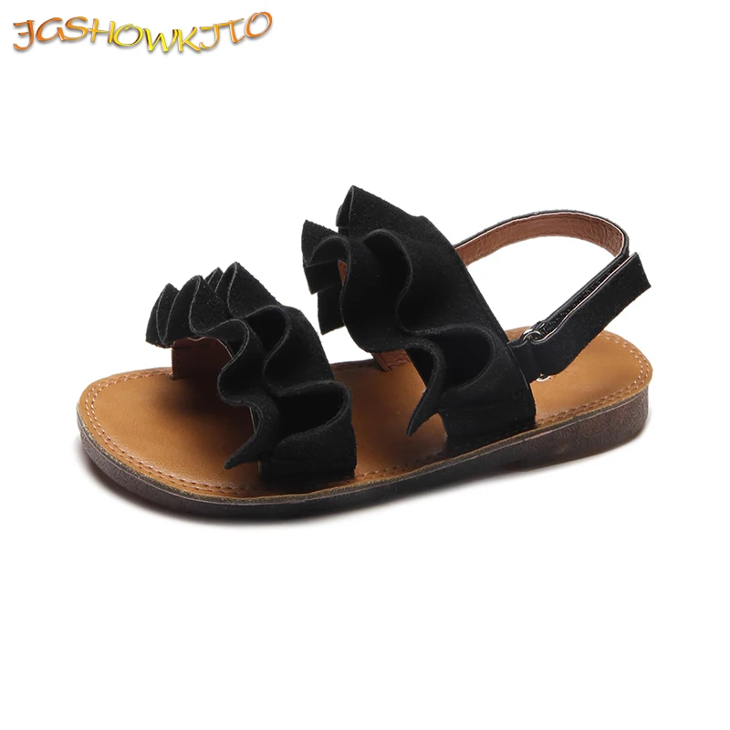 

2019 Summer Girls Sandals Ruffles Waves Princess Sweet Kids Sandals Children's Fashion Beach Sandals For Toddlers Girl 3 Colors