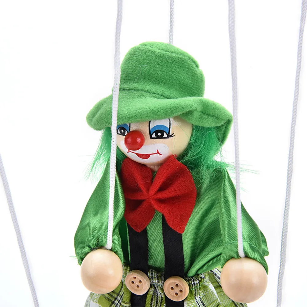 Винтажная красочная забавная игрушка ручной работы, тянущаяся струнная кукла клоун, деревянная марионетка, игрушка, кукла для совместной деятельности, детский подарок, ремесло