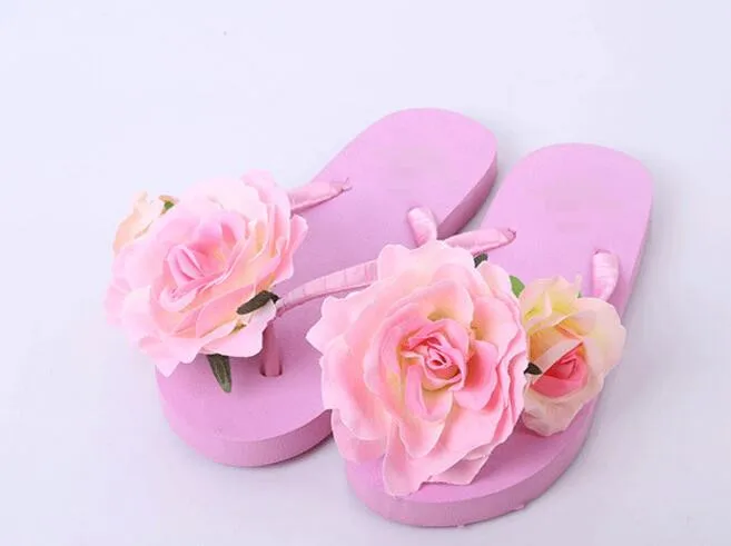 Женские тапочки HAHA Flower; летние женские сандалии; новая обувь; женские Вьетнамки; сандалии с синими розами; пляжные шлепанцы; обувь на плоской подошве - Цвет: Пурпурный