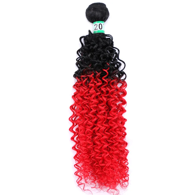 Кудрявые кудрявые волосы, плетение 70 г/шт., термостойкие, тиссажное волокно, синтетические волосы, пряди, двойной уток, удлинение для женщин, 1 пучок, только - Цвет: T1B/красный