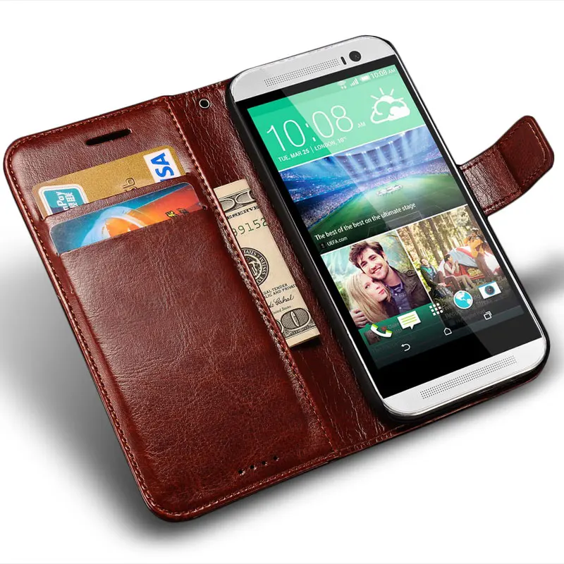 

Cover Case For HTC One M8 Luxury PU Leather Wallet Case For HTC One M8 Flip Cover with Stand Design and Card Slot Black Brown