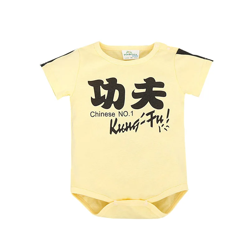 Baby Boy Jumpsuits New Summer Cotton One-pieces Short Sleeve Bebes Infantil Kung-Fu Yellow Newborn Baby Boy Girl Clothes