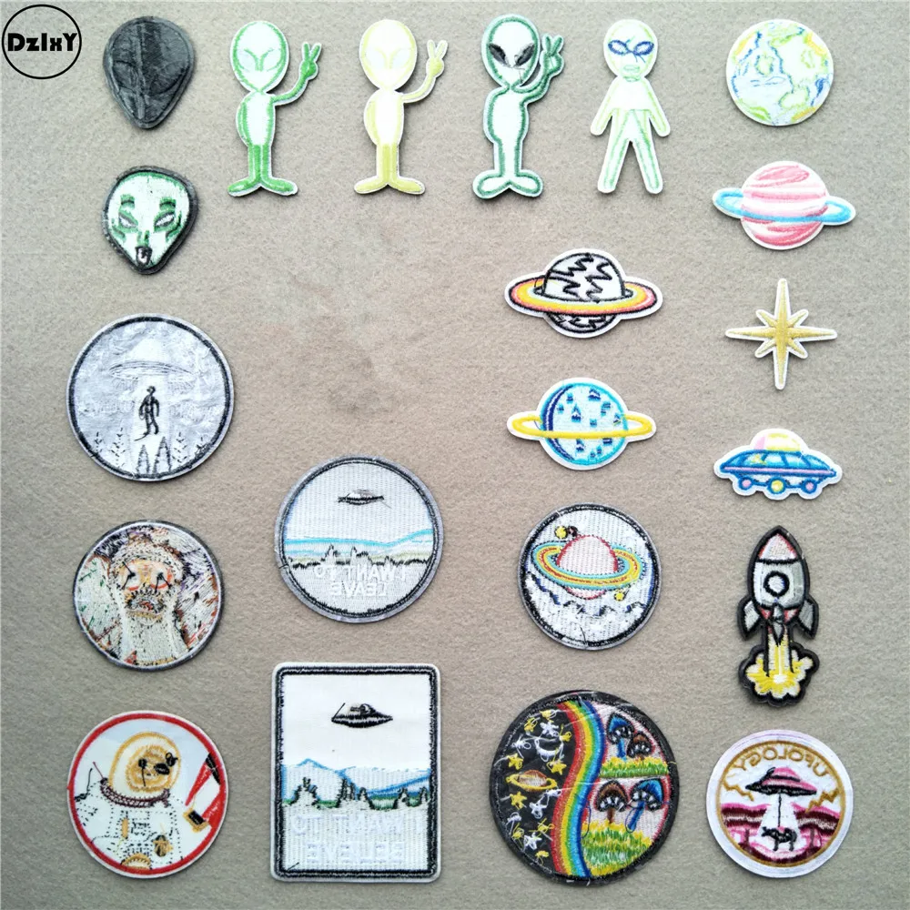 1 шт. UFO Alien Iron on Patches для одежды наклейки в полоску космонавта аппликации на одежде