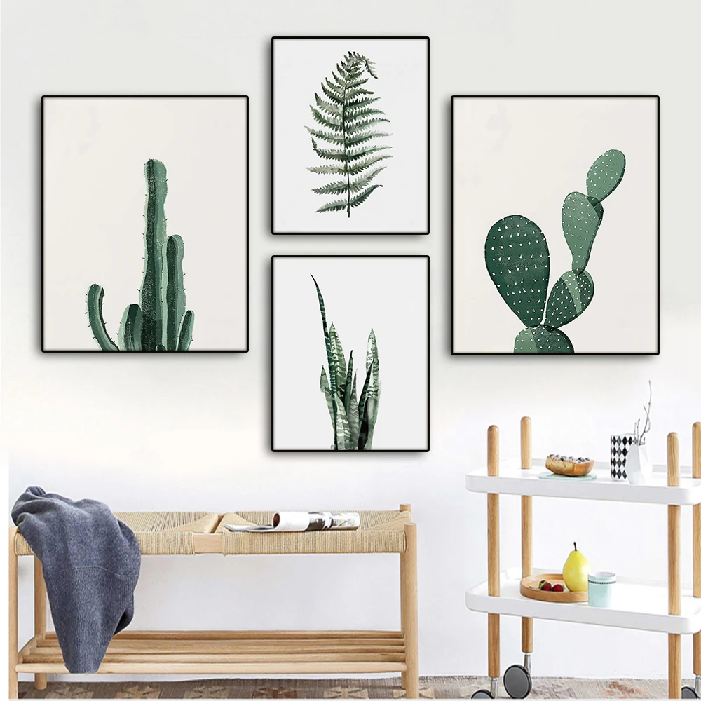 

Green Cactus Nordic Wall Pictures Art Poster Print Canvas Painting Calligraphy Decorative Picture for Living Room Home Decor
