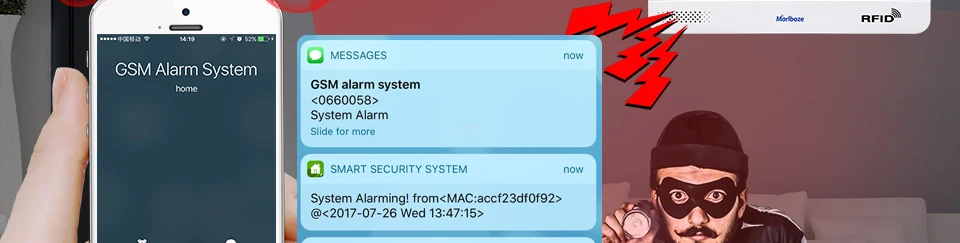 Marlboze англо-рус ES PL де переключаемый беспроводной домашней безопасности Wi Fi GSM GPRS Сигнализация приложение дистанционное управление RFID карты