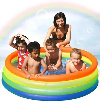 

round PVC inflatable Swimming family pool, children rainbow colorful bathtub
