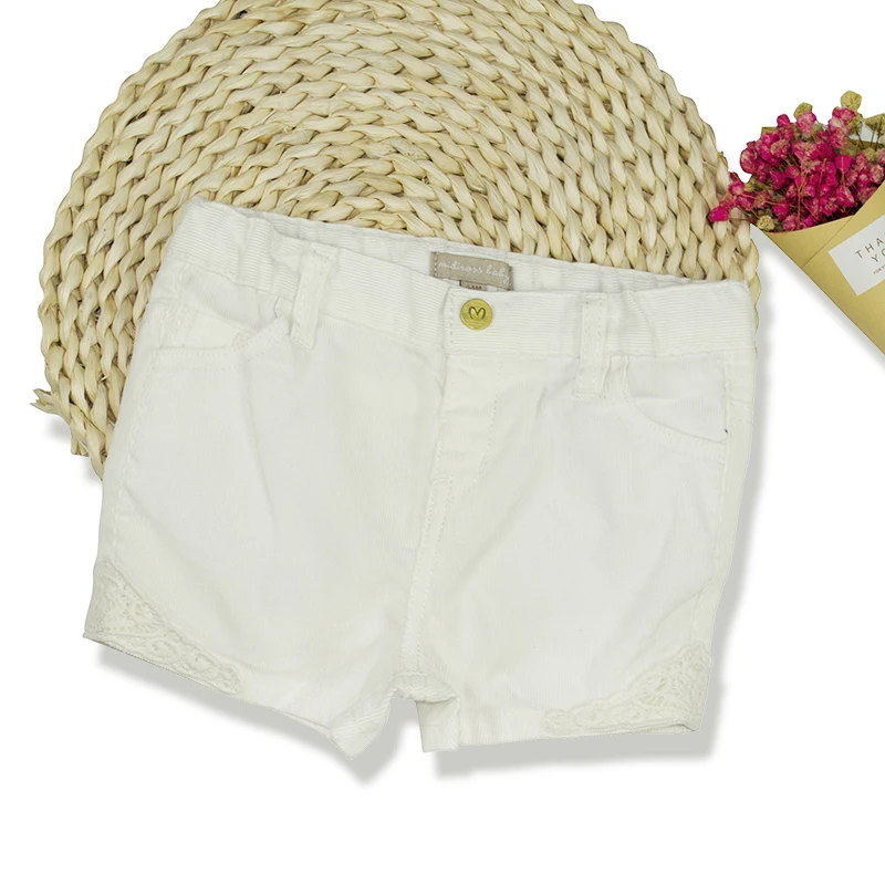 

Infant Baby Girl Shorts Newborn Bebe Short Pants Kids White Shorts Embroidery Applique Soft Corduroy Elastic Waist Baby Clothing