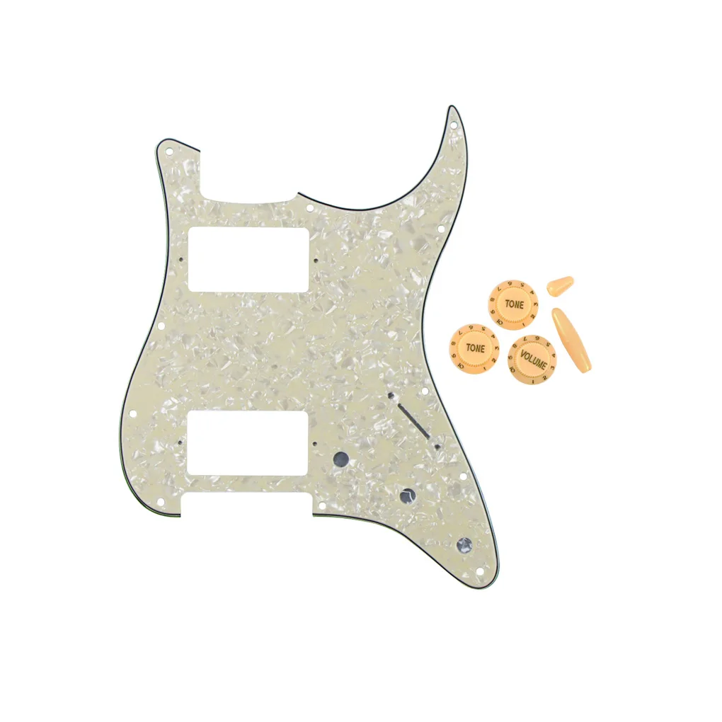 

FLEOR 11 Hole HH Guitar Pickguard with 2T1V Guitar Knobs Switch Tip Tremolo Arm Tip for Strat Guitar Accessories