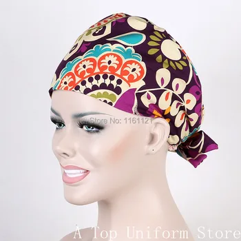 

2017 Promotion Lab Coat Surgical Cap Medical Caps Scrub For Women Doctor And Nurse ,100% Cotton Adjustable Length At Back B87