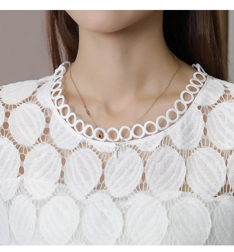 2018 Новый Демисезонный свободное белое кружевное платье Для женщин блузка Топы с