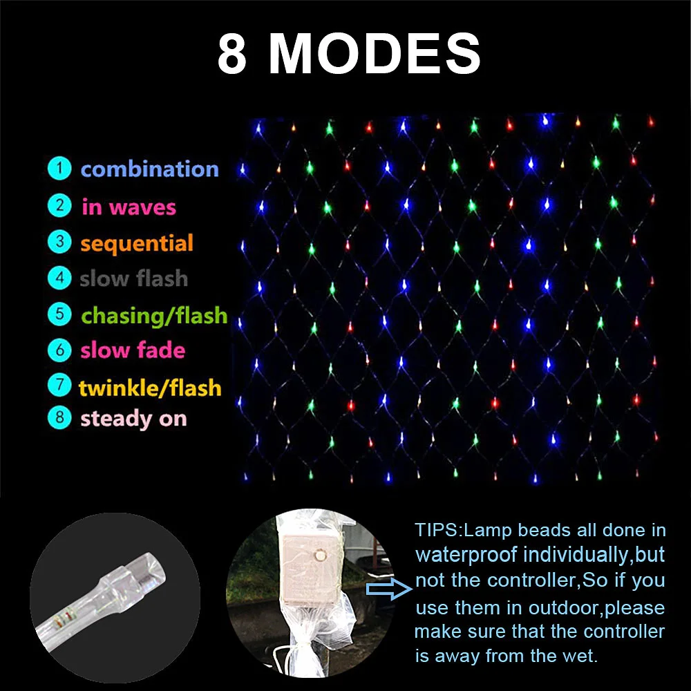 220 В Праздничная гирлянда, сказочные огни, Рождественские огни, уличные сетчатые вечерние светильники, садовые гирлянды, светодиодный светильник