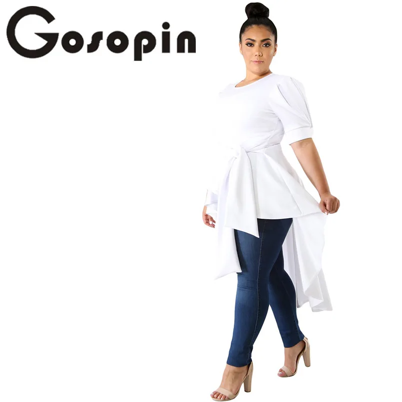 Gosopin Ruffle t Shirt Over size d белый офисный Женский Топ Модный женский дизайнерский