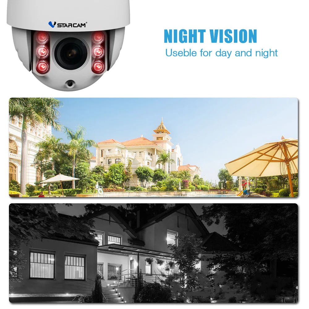 VStarcam, уличная ip-камера, 1080 P, Full HD, Wifi, купольная, IR, ночное видение, 4X зум, водонепроницаемая, CCTV, камера видеонаблюдения