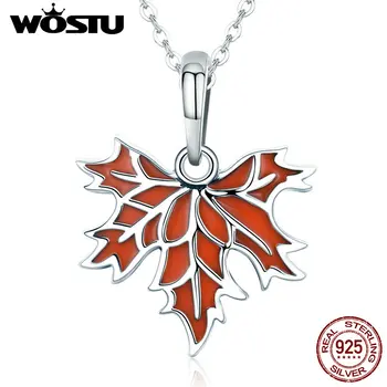 

WOSTU Luxury 925 Sterling Silver Autumn Maple Tree Leaves Pendant Necklace for Women Luxury Sterling Silver Jewelry Gift CQN187