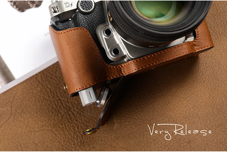 camera case AYdgcam Handmade Genuine Leather Camera case Half Body For Nikon DF Camera Bag Bottom Cover Handle Vintage Case camera and lens backpack