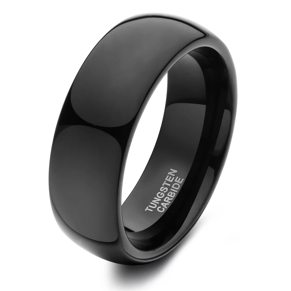 2Pcs 6mm & 8mm Flat Brushed Black Tungsten Ring Lover Wedding Band Male Engagement Rings Couple Ring Set Jewelry USA Size 4 - 14