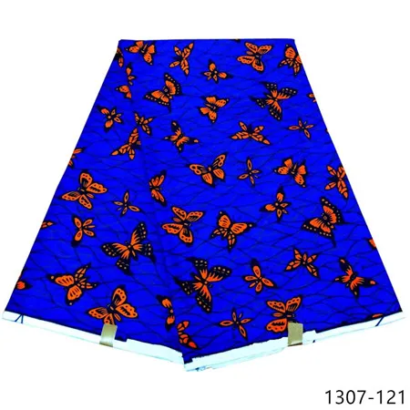 Новое Поступление Полиэстер воск печатает ткань Анкара бинта настоящий воск высокого качества 6 ярдов африканская ткань для вечерние платья 1307-121 - Цвет: 1307-121