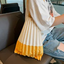 Женская холщовая плиссированная сумка конфетного цвета, Большая вместительная сумка через плечо, сумка для покупок, спорта и отдыха, новинка, Пляжная 627#40