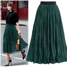 Женские длинные юбки с эластичной резинкой на талии пляжные Boho винтажные Летние Плиссированные Миди юбки женские юбки Saia