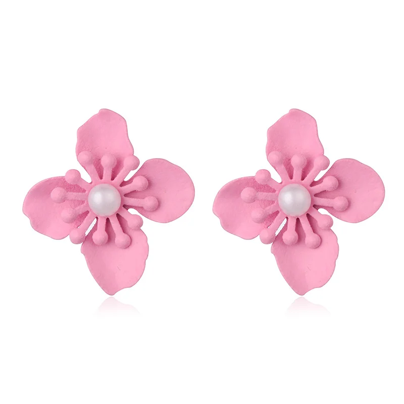 

Bohemia Colorful Resin Flower Earrings For Women Alloy Pearl Stud Earring Fashion Party Jewelry boucle d'oreille femme 2019