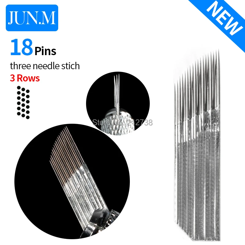

Free Shipping 200pcs Microblading Needles 3 rows 18 pins Blades Tattoo Needles For Permanent Microblading Embroidery Pen-B5