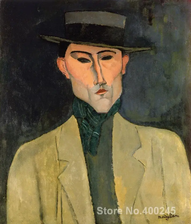 Рождественский подарок искусство на холсте человек witih шляпа от Amedeo Modigliani