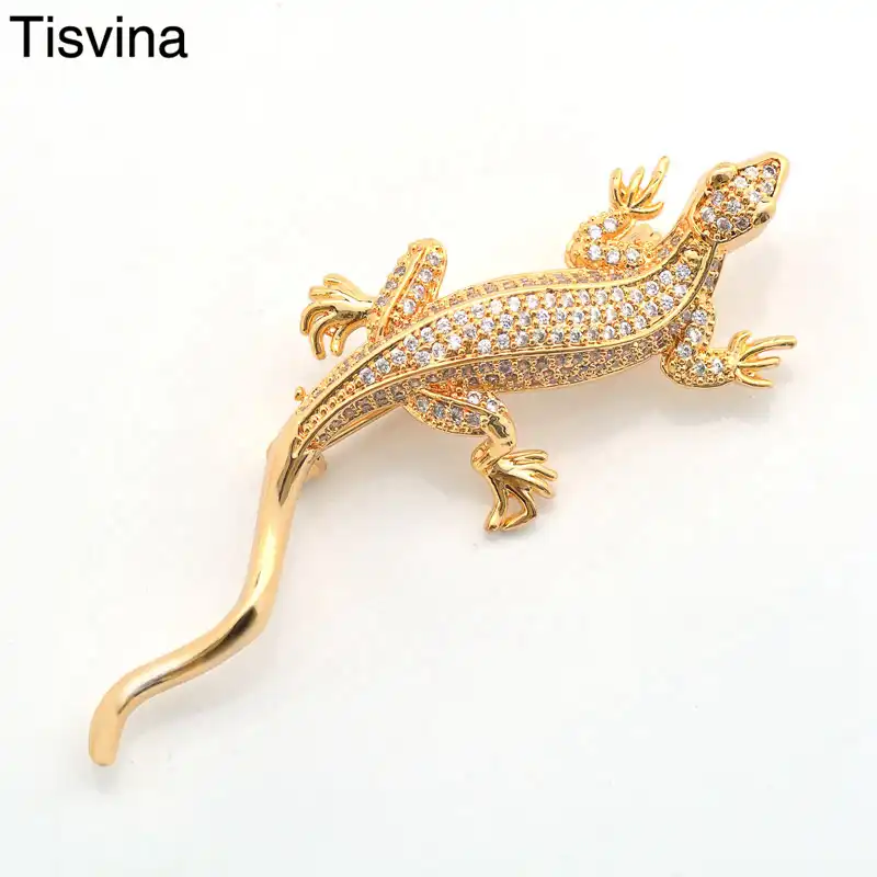 Tisvina, винтажные броши в виде ящериц, женские и мужские ювелирные изделия, брошь в виде животного, булавки, подвеска, микро-мозаичный циркон, аксессуары для одежды, свадебные - изображение