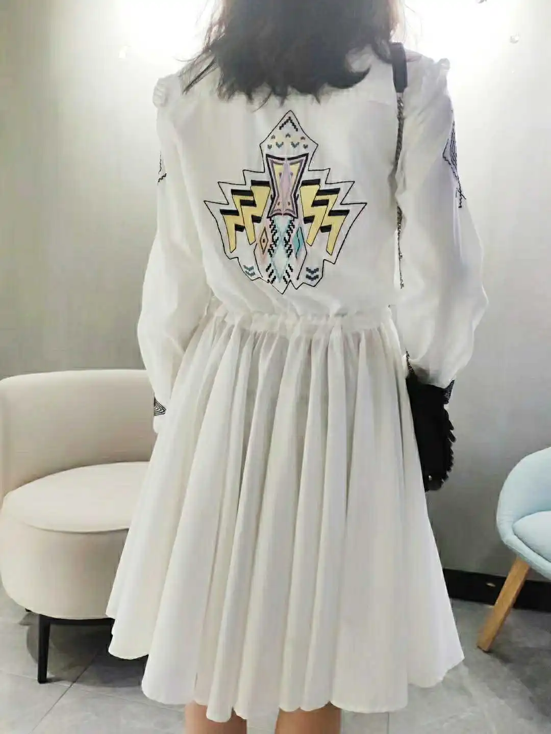 

Woman Dress 2019 Spring and Summer New Embroidered White Dress