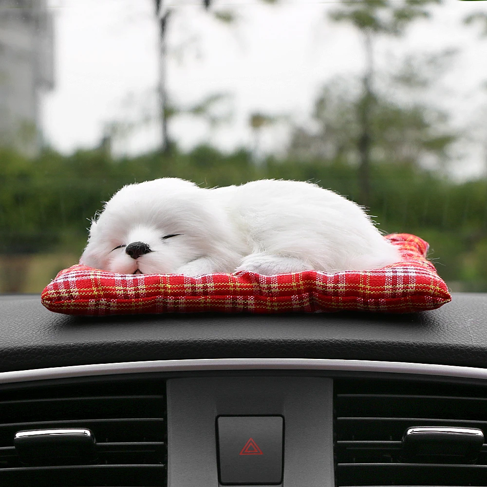 Автомобильный орнамент, милая плюшевая собака, автомобильное украшение интерьера, спящий щенок, игрушка, украшения, милые автомобильные аксессуары для приборной панели