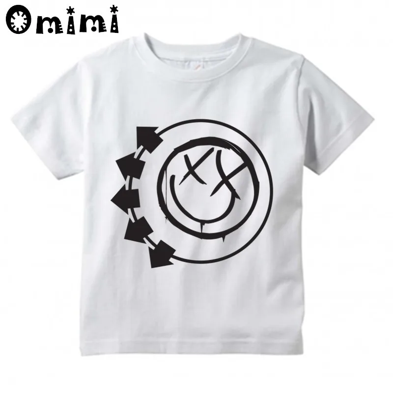 Boys/Girls Blink 182 Rock Band Smiley Face Design T Shirt Kids Great Casual Short Sleeve Tops Children's Funny T-Shirt