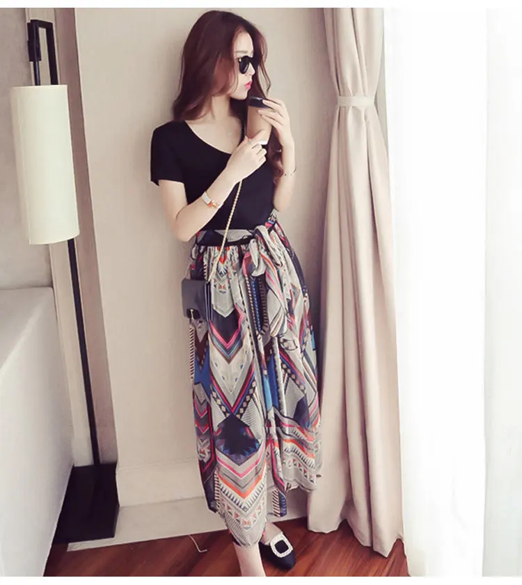 2018 Summer Plus Size Dresses Women Fashion Print Dress Casual Fake Two Pieces Dress Women Short Sleeve Long Vestidos Mujer Dress (5)
