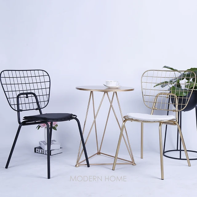 Modern Design White Black Gold Wire Chair Loft Style Metal Modern Design White Black Gold Wire Chair Loft Style Metal Dining Side