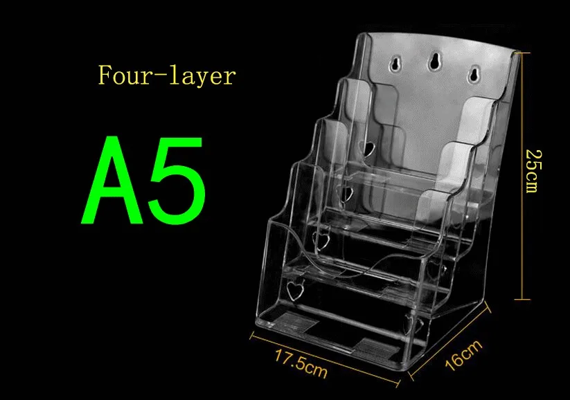 Четыре слоя А5 прозрачный акриловый дисплей для брошюр, рекламная коробка для плакатов, рамка для файлов, подставка для дисплея