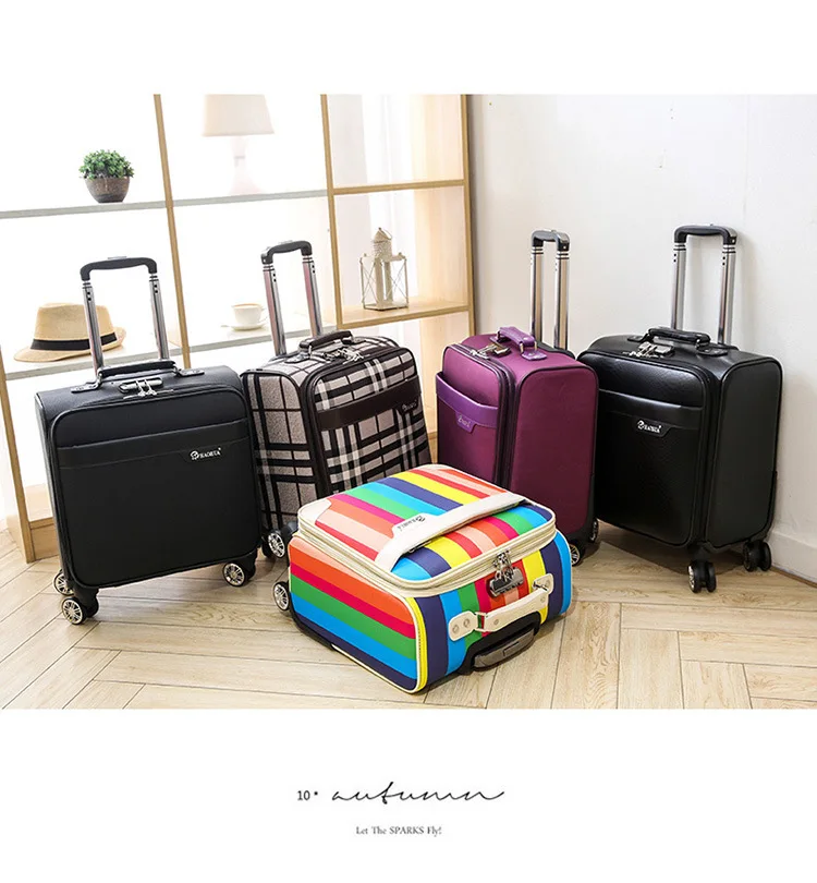 Unisex Business Travel Rolling Luggage Spinner Wheels 18 inch Suitcase Airplane Clothing Carry On Trolley Luggage (27)