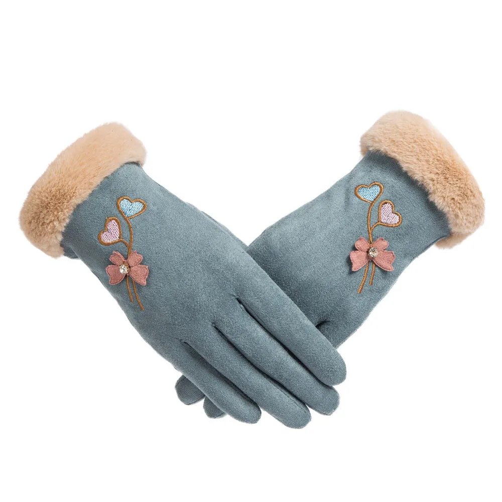 Женские модные зимние мягкие однотонные спортивные теплые перчатки на весь палец, удобные перчатки L50/0102