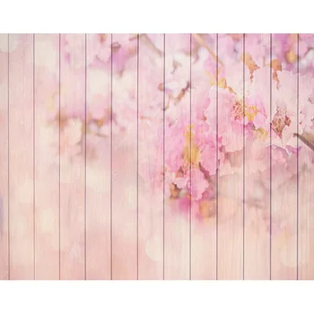 

Vinyl pink floral wood wallpaper photography backdrops for newborn wedding love party photo studio portrait background