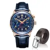 Reef Tiger respet-reloj automático con esfera azul, carcasa de oro rosa, correa de cuero, juego de cinturones de cuero, edición limitada ► Foto 1/5