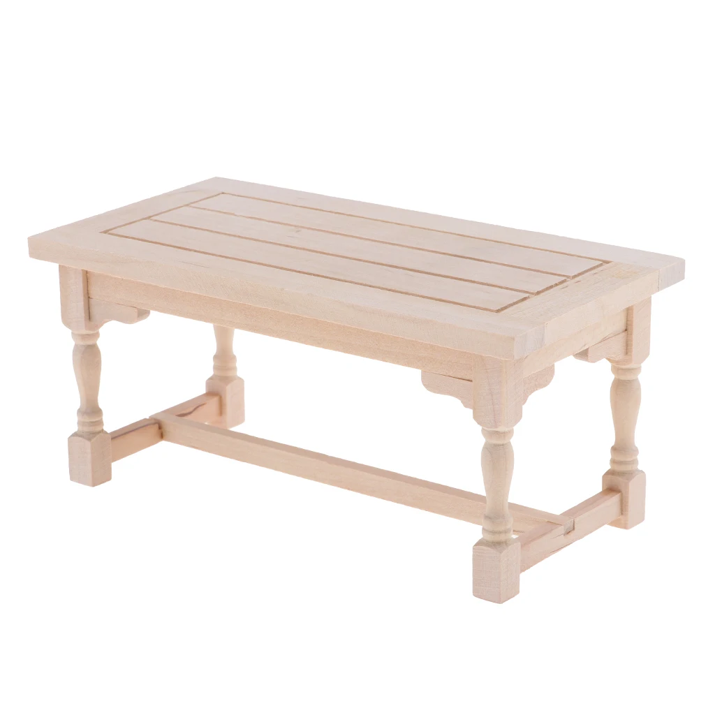 1:12 Dollhouse Miniature Furniture Wooden Rectangle Table For Living Room DIY A